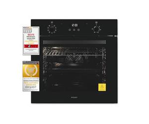 Exquisit EBE278-H-020 Four encastrable noir efficacité énergétique : A | Chambre de cuisson 75 l | Chaleur tournante et chaleur tournante | Largeur 60 cm