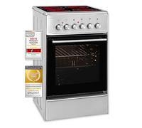 Exquisit ECM 5-4 Acier affiné Elektro-Standherd, Glaskeramik-Kochfeld, 50cm