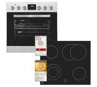 Exquisit Ensemble de cuisine en acier inoxydable EHE185-HBZ-020 | Cuisinière avec four 75 L | 9 programmes | Efficacité énergétique A | LED | Design en acier inoxydable