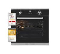Exquisit® Four multifonction, 76 L, classe A, commandes sabotables, guides télescopiques, affichage numérique, 9 fonctions, décongélation et pizza, éclairage LED, dimensions 59,5 x 59,5 x 56,7 cm.