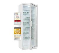 Exquisit GKS350-1-GT-280D Réfrigérateur de boissons, blanc, capacité utile : 320 l, éclairage LED, refroidissement par ventilation, étagères grillagées, appareil sur pied