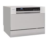 Exquisit GSP206-030D Tischgeschirrspüler, 55 cm breit, 6 Maßgedecke, 7 Programme, Startzeitvorwahl, Besteckkorb, silber