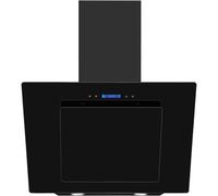 Exquisit® Hotte aspirante, 80 cm, noir, 3 niveaux de puissance, filtre à charbon actif, contrôle tactile, écran LED, éclairage LED, idéal pour les grandes cuisines