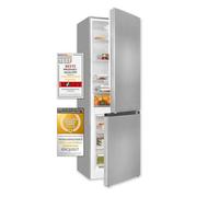 Exquisit KGC320-95-E-040C inoxlook Kühl-Gefrierkombiniation, 60 cm breit, 315 L, LED Beleuchtung, Temperatureinstellung, Edelstahloptik