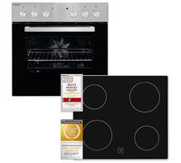 Exquisit Kit de cuisinière encastrable EHE156-2.1U - En acier inoxydable - Volume intérieur de cuisson : 59 l - 7 fonctions de four - Plaque de cuisson avec cadre