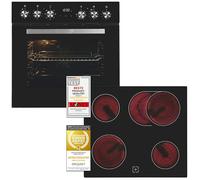 Exquisit Kit de cuisinière encastrable EHE157-UBZ-020 - Noir - Volume intérieur de cuisson 59 l - 7 programmes de cuisson - Plaque de cuisson avec cadre - Grill - Chaleur tournante - Classe