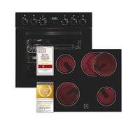 Exquisit Kit de cuisinière encastrable EHE285-HBZ-020 - Noir - Volume intérieur de cuisson 75 l - 9 programmes de four - Plaque de cuisson avec cadre - Classe énergétique A