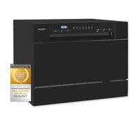 Exquisit® Lave-vaisselle compact de 55 cm pour bureau couleur noire, 6 services, 7 programmes, départ différé 24H, consommation 49 kWh / 100 cycles, dimensions 43,8 x 55 x 50 cm.