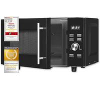 Exquisit® Micro-ondes, 23 l, 750 W, grill 1 000 W, couleur noir, 8 programmes automatiques, finition intérieure flat-floor, lumière intérieure, poignée ergonomique, 2 fonctions combinées, dimensions