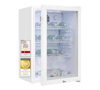 Exquisit Réfrigérateur à boissons GKS120-GT-160C blanc - Capacité nette : 118 l - Serrure de porte - 3 étagères en grille - Ventilateur à circulation d'air - Dispositif sur pied