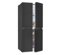 Exquisit® Réfrigérateur américain, 4 portes, 421 L, classe C, matériau acier inoxydable foncé, technologie No-Frost, affichage numérique sur porte, tiroirs à légumes, consommation 182 kWh/an,