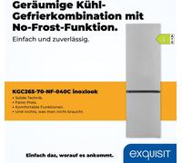 Exquisit Réfrigérateur-congélateur KGC265-70-NF-040C inoxlook | 253 L Volume | Réfrigérateur-congélateur No-frost | Butée de porte réversible | Réfrigérateur-congélateur indépendant