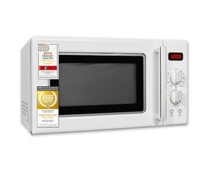 Exquisit RMW720-3GDIG Micro-ondes rétro 700 W, plateau tournant 25,5 cm, gril 1000 W, 20 l, 5 niveaux de puissance, minuterie, fonction décongélation, 2 boutons rotatifs, blanc