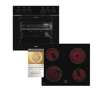 Exquisit Set de cuisinière EHE246-020 noir | Classe d'efficacité énergétique A | Espace de cuisson 59,0 l | Plaque de cuisson vitrocéramique | Kit de cuisinière 60 cm