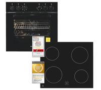 Exquisit Set de cuisinière EHE256-U-020 noir | Classe d'efficacité énergétique : A | Espace de cuisson 59,0 l | Plaque de cuisson vitrocéramique | Set de cuisinière 60 cm