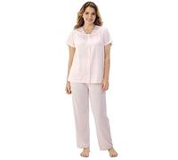 Exquisite Form 90107 Nylon Tricot Short Sleeve Matching Pajama Set Ensemble de Pijama, Rose Fuchsia, L Femme