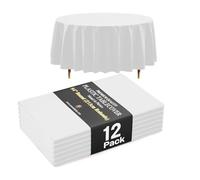 Exquisite Lot de 12 nappes Rondes Blanches de qualité supérieure 66% Plus épaisses de 0,5 mm en Plastique de 213,4 cm, ne se déchirent Pas Facilement comme Les Marques Fines Bon marché