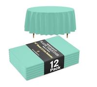 Exquisite Lot de 12 nappes Rondes en Plastique de qualité supérieure 66% Plus épaisses, Couleur Menthe, 0,5 mm, 213,4 cm, ne se déchirent Pas Facilement comme Les Marques Minces Bon marché