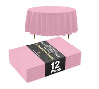 Exquisite Lot de 12 nappes rondes roses de qualité supérieure 66 % plus épaisses de 0,5 mm en plastique de 213,4 cm, ne se déchirent pas facilement comme les marques fines bon marché