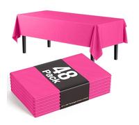 Exquisite Lot de 48 nappes rectangulaires jetables en plastique pour tables rectangulaires - 137,2 x 274,3 cm - Rose vif