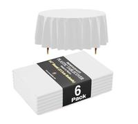 Exquisite Lot de 6 nappes rondes blanches de qualité supérieure 66 % plus épaisses de 0,5 mm, jetables, 213,4 cm, ne se déchirent pas facilement comme les marques fines bon marché