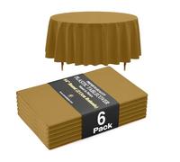 Exquisite Lot de 6 nappes rondes dorées de qualité supérieure 66 % plus épaisses de 0,5 mm - 213,4 cm - Ne se déchirent pas facilement comme les marques fines bon marché