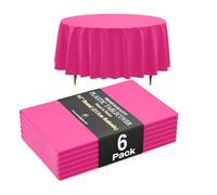 Exquisite Lot de 6 nappes Rondes en Plastique de qualité supérieure 66% Plus épaisses de 0,5 mm, 213,4 cm, ne se déchirent Pas Facilement comme Les Marques Fines Bon marché