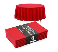 Exquisite Lot de 6 nappes rondes rouges de qualité supérieure 66 % plus épaisses de 0,5 mm - 213,4 cm - Ne se déchirent pas facilement comme les marques fines bon marché
