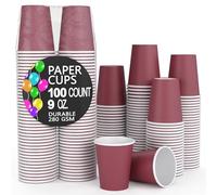 Exquisite Party Solids Lot de 100 gobelets en carton Bordeaux 280 g/m² 266 ml