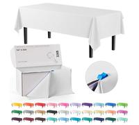 Exquisite Rouleau de nappe en plastique blanc de 137,2 cm x 90,4 m dans une boîte à découper - à la taille - avec coupe-glissière pratique. Coupe jusqu'à 36 nappes rectangulaires jetables en plastique