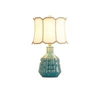 Exquisite Traditional Ceramic Table Lamp Green Oval Base Living Room Family Bedroom Bedside Lamp for Living Room Office Family (Color : B Size : Push Button Switch) (A Push button switch)