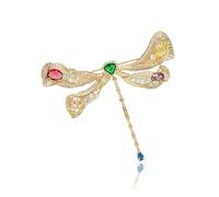 Exquisite Zirconia Dragonfly Brooch Pin - Sparkling Micro-Pave Gemstone, Fashionable Safety Button, Luxury Clothing & Bag Decoration Accessory