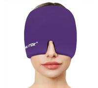 EXQUISLIFE Bonnet anti-migraine pour soulager les maux de tête, gel de glace, thérapie par le chaud et le froid, masque pour les yeux pour les sinus, les yeux gonflés, la tension et le stress (violet)