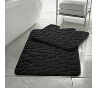 EXQUIZIT HOME® - Ensemble de tapis de bain en mousse à mémoire de forme de luxe 2 pièces - Tapis de bain et tapis de marchepied antidérapants, en galets, pour salle de bain, séchage rapide, ultra