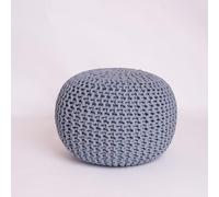 EXQUIZIT HOME Pouf rond en tricot 100 % coton épais marocain 50 cm Couleur anthracite