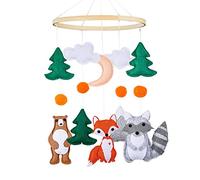 EXQULEG Carillon de vent mobile pour bébé avec balles en feutre Animaux Mobile bébé en bois Fille Cloche de lit à suspendre au-dessus du berceau mobile pour lit bébé (#4)