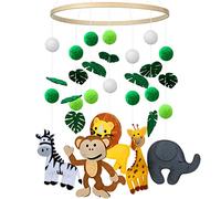 EXQULEG Carillon de vent mobile pour bébé avec balles en feutre Animaux Mobile bébé en bois Fille Cloche de lit à suspendre au-dessus du berceau mobile pour lit bébé (#2)