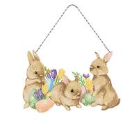 EXQULEG Diamond Painting Pâques 5D Lapin Diamond Painting Pendentif, Artisanat Ornement Strass Cristal Décoration Cadeau Diamant Art Kits (#2)