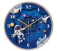 EXQULEG Horloge murale silencieuse pour enfants - Astronautes de l'espace - Horloge murale pour garçons et filles - Chambre d'enfant - Salle de classe (3060,8 pouces/20 cm)