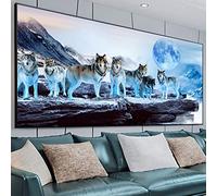 EXQULEG Kit de peinture diamant 5D - Motif loup - Pour enfants et adultes - Pour décoration murale de la maison - 100 x 50 cm