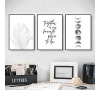 EXQULEG Lot de 3 posters de qualité supérieure - En toile de plumes noires et blanches - Décoration murale pour le salon, la chambre à coucher, sans cadre (30 x 40 cm)