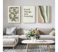 EXQULEG Lot de 3 posters muraux - Vert - Peu frais - Impression murale - Sans cadre - Affiches murales modernes - Pour salon, chambre à coucher - Style C - 13 x 18 cm