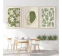 EXQULEG Lot de 3 posters - Vert - Peu frais - Impression sur toile - Sans cadre - Poster mural moderne pour salon et chambre à coucher (style A, 13 x 18 cm)