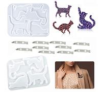 EXQULEG Moule en résine en forme de chat en résine époxy moule ensemble broche, moules en silicone époxy,moules en résine époxy pour la fabrication de boucles d'oreilles,broche,pendentifs et bricolage