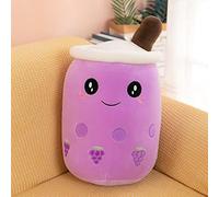 Exquleg - Peluche souple - Motif tasse de thé aux perles - Avec des yeux ronds - Idéale comme jouet d’enfants ou poupée - 35 cm - Violet