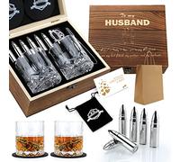Exreizst Coffret cadeau à whisky pour homme, mari, garçons d'honneur, idées de cadeau d'anniversaire de la part d'une femme - Pierres à whisky en acier inoxydable et coffret cadeau de whisky - Cadeaux