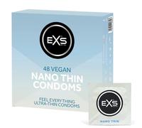EXS Nano Thin Préservatifs Ultra-Fins Taille Standard - Paquet de 48 | Latex naturel premium lubrifié, ultra-fin, réservoir, vegan PETA, marquage CE.