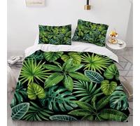 EXSANLIEAY Housse de Couette 140x200 Feuilles Vertes Parure de Lit 140x200 Usine Housse de Couette 1 Personne Microfibre avec Fermeture Éclair avec 2 Taie d'oreiller 65x65 cm