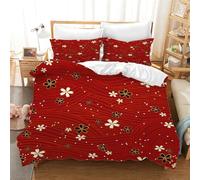 EXSANLIEAY Housse de Couette 200x200 Rouge Parure de lit 2 Personne en Microfibre Fleuron Fermeture Éclair Réversible Sets de Housse Couette avec 2 Taie d'oreiller 65 x 65