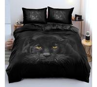 EXSANLIEAY Housse de Couette 220x240 PanthèRe Noire Parure de Lit 220x240 AdulteAnimal Ensemble de Literie en Microfibre Douce avec Fermeture éclair, 2 Taies d'oreiller 65x65